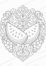 Wassermelone Mandalas Ausmalbilder – Obst – 15 Malvorlagen – Materialseite 5