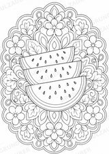 Wassermelone Mandalas Ausmalbilder – Obst – 15 Malvorlagen – Materialseite 7