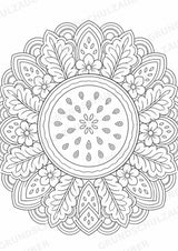 Wassermelone Mandalas Ausmalbilder – Obst – 15 Malvorlagen – Materialseite 8