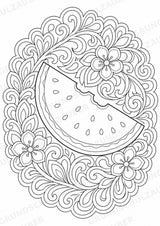 Wassermelone Mandalas Ausmalbilder – Obst – 15 Malvorlagen – Materialseite 13