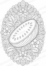 Wassermelone Mandalas Ausmalbilder – Obst – 15 Malvorlagen – Materialseite 15