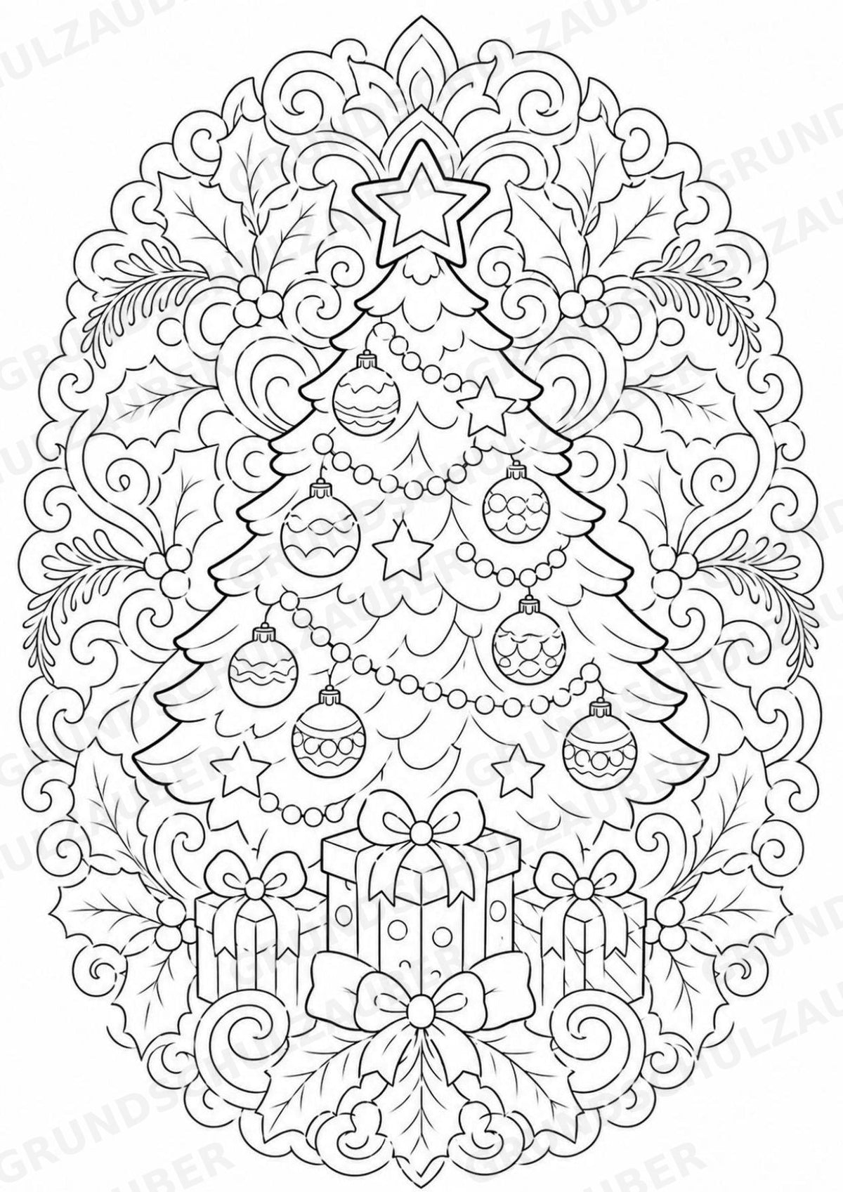 Weihnachten Mandalas Ausmalbilder – Feste und Feiertage – 15 Malvorlagen – Materialseite 2