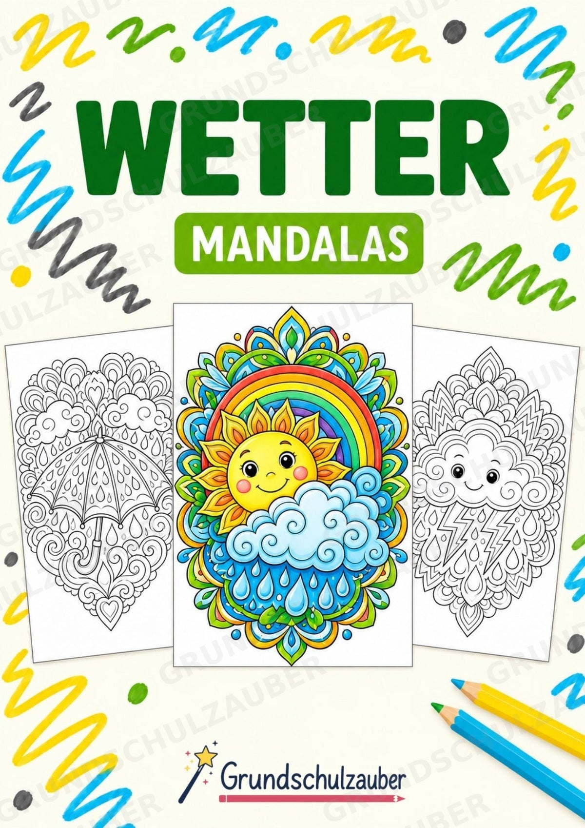 Wetter Mandalas Ausmalbilder – Wetter und Jahreszeiten – 15 Malvorlagen – Cover
