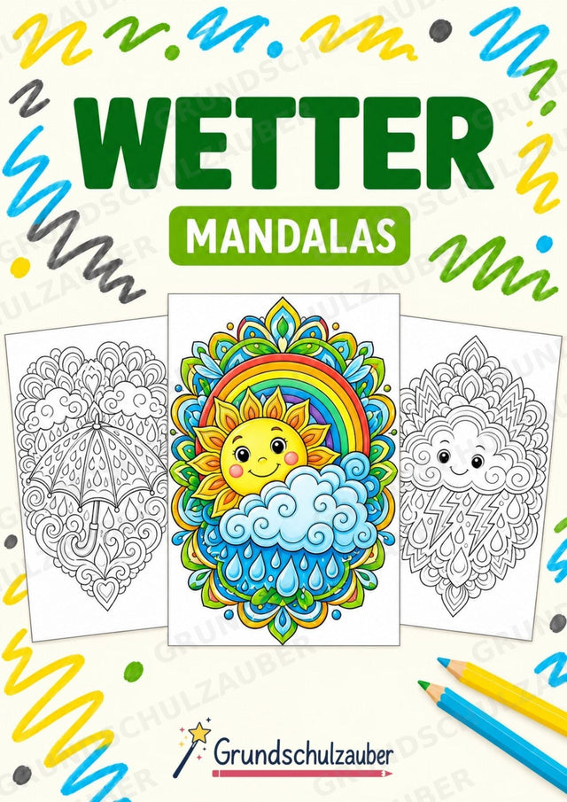 Wetter Mandalas Ausmalbilder – Wetter und Jahreszeiten – 15 Malvorlagen – Cover