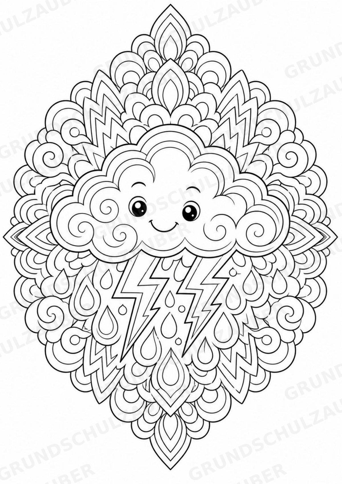 Wetter Mandalas Ausmalbilder – Wetter und Jahreszeiten – 15 Malvorlagen – Materialseite 4