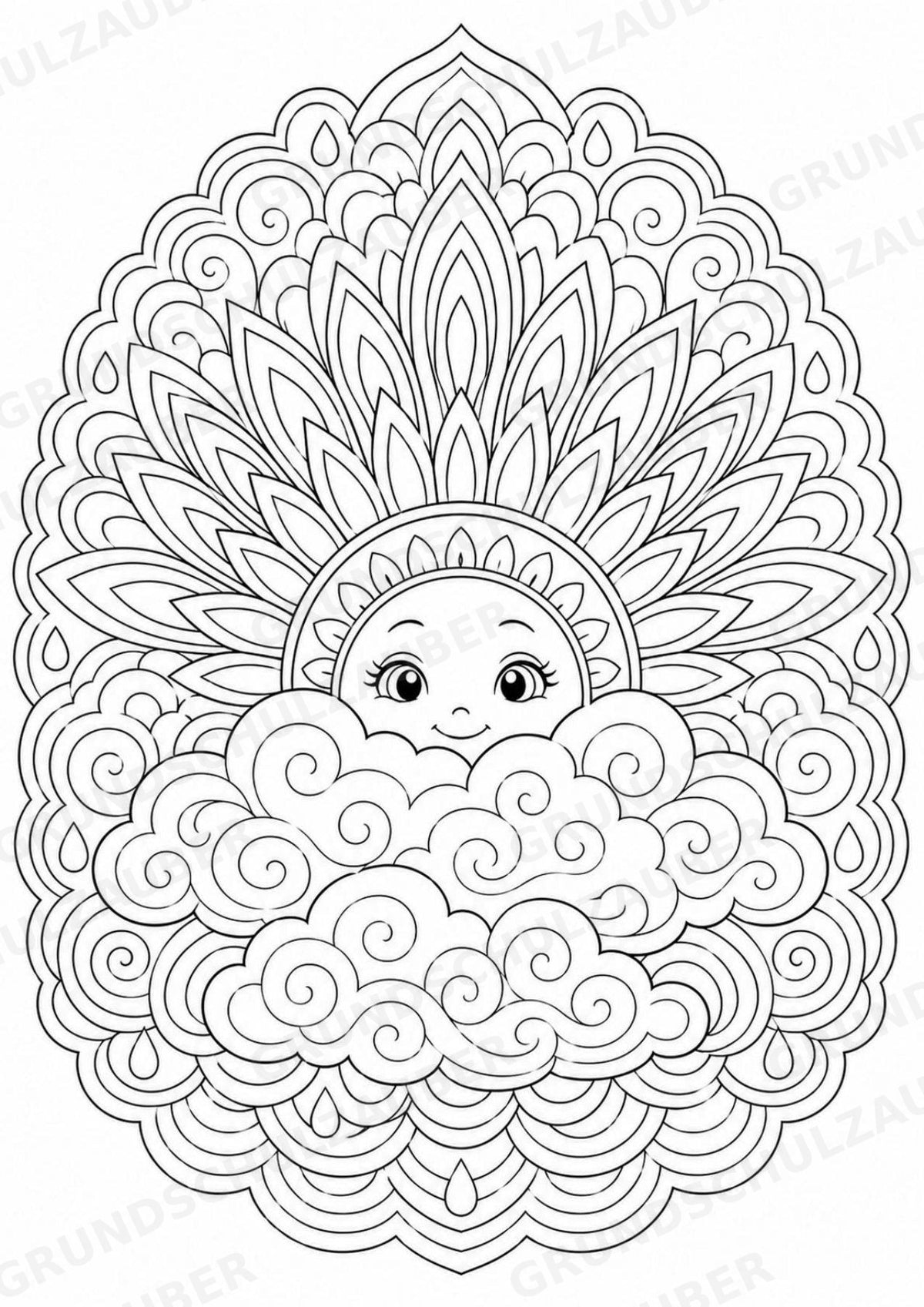 Wetter Mandalas Ausmalbilder – Wetter und Jahreszeiten – 15 Malvorlagen – Materialseite 12