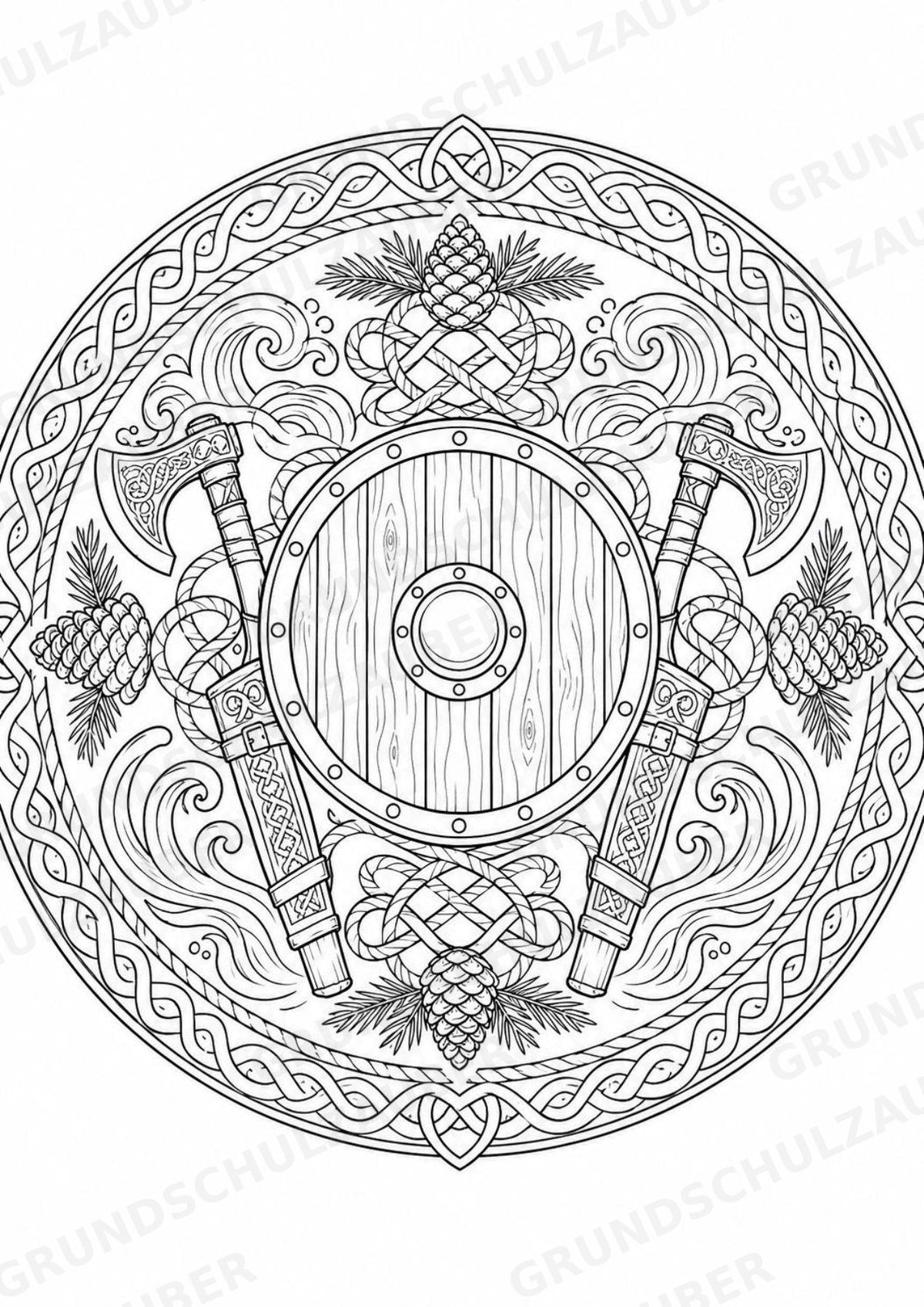 Wikinger Mandalas Ausmalbilder – Geschichte und Kulturen – 15 Malvorlagen – Materialseite 3