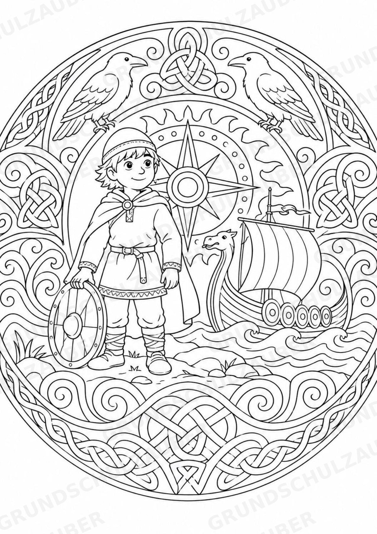 Wikinger Mandalas Ausmalbilder – Geschichte und Kulturen – 15 Malvorlagen – Materialseite 4