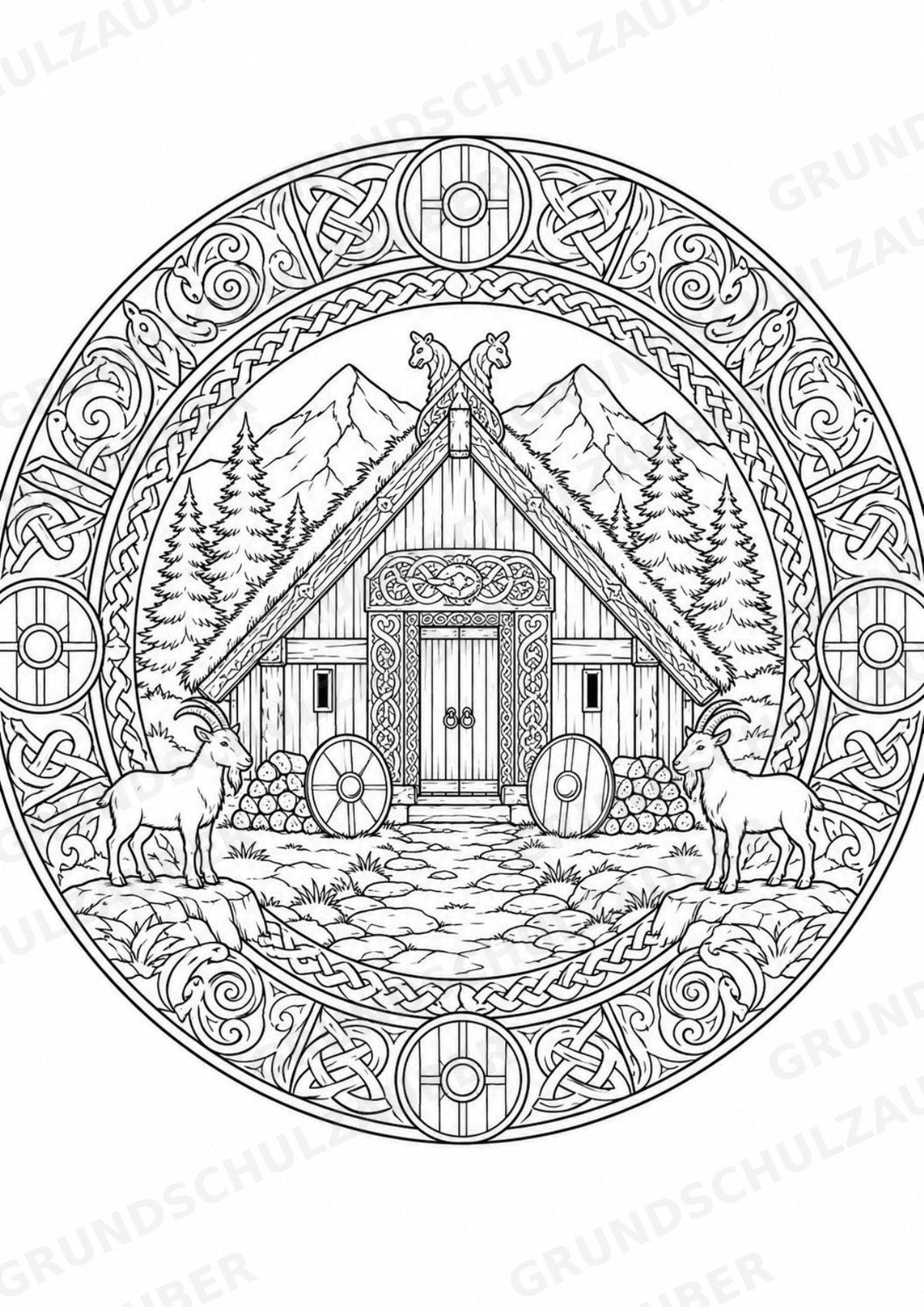 Wikinger Mandalas Ausmalbilder – Geschichte und Kulturen – 15 Malvorlagen – Materialseite 7