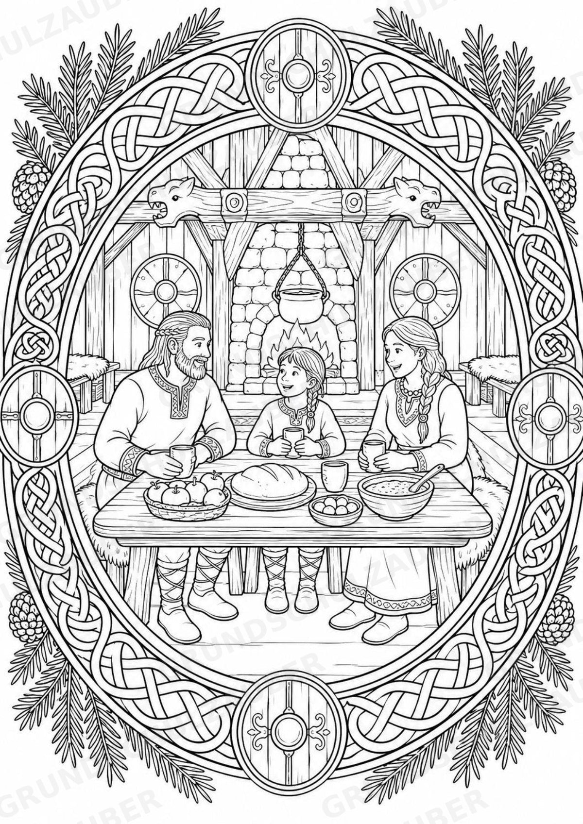 Wikinger Mandalas Ausmalbilder – Geschichte und Kulturen – 15 Malvorlagen – Materialseite 9
