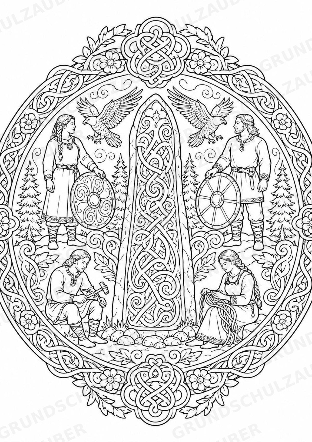 Wikinger Mandalas Ausmalbilder – Geschichte und Kulturen – 15 Malvorlagen – Materialseite 10