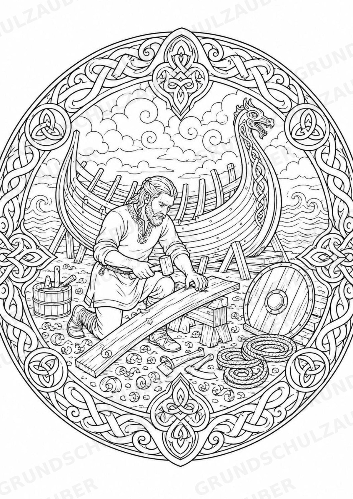 Wikinger Mandalas Ausmalbilder – Geschichte und Kulturen – 15 Malvorlagen – Materialseite 14