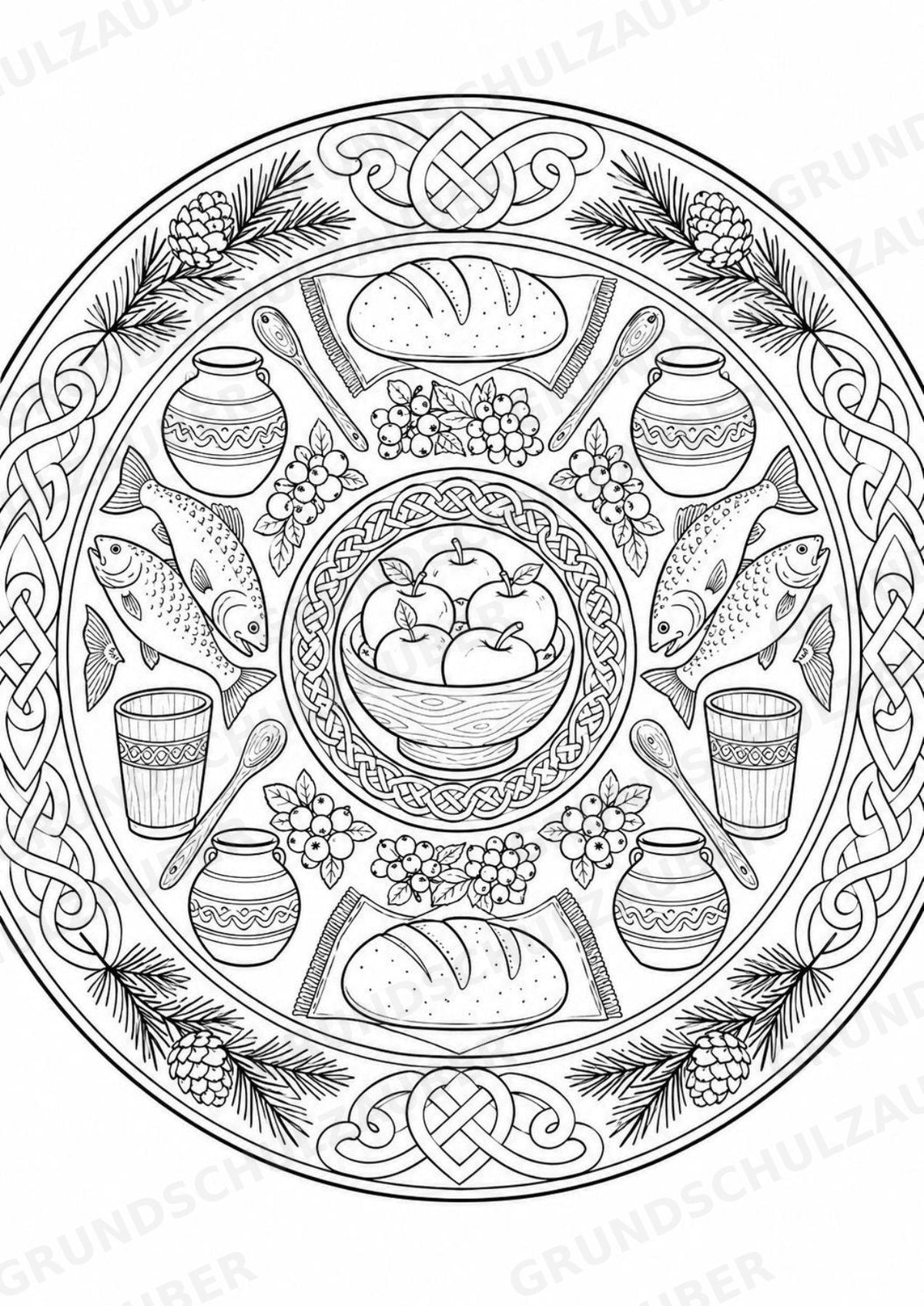 Wikinger Mandalas Ausmalbilder – Geschichte und Kulturen – 15 Malvorlagen – Materialseite 15