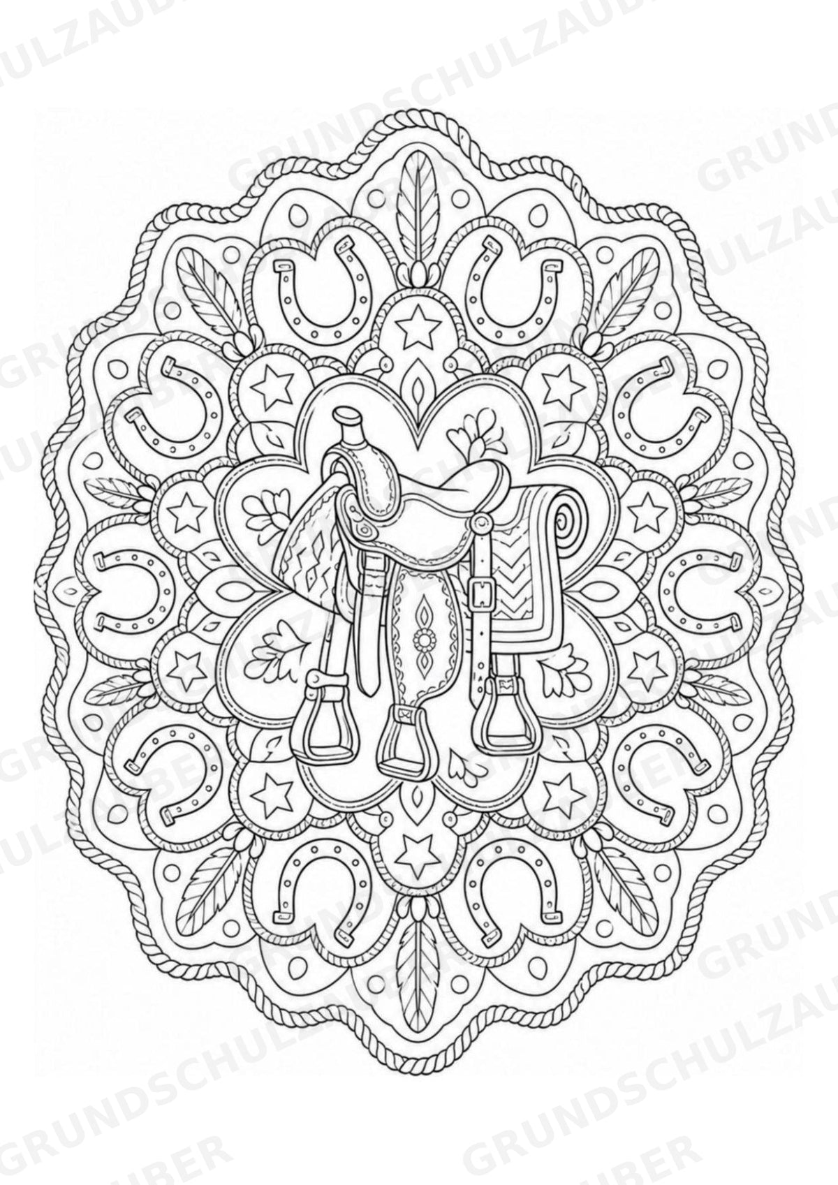 Wilder Westen Mandalas Ausmalbilder – Geschichte – 15 Malvorlagen – Materialseite 7