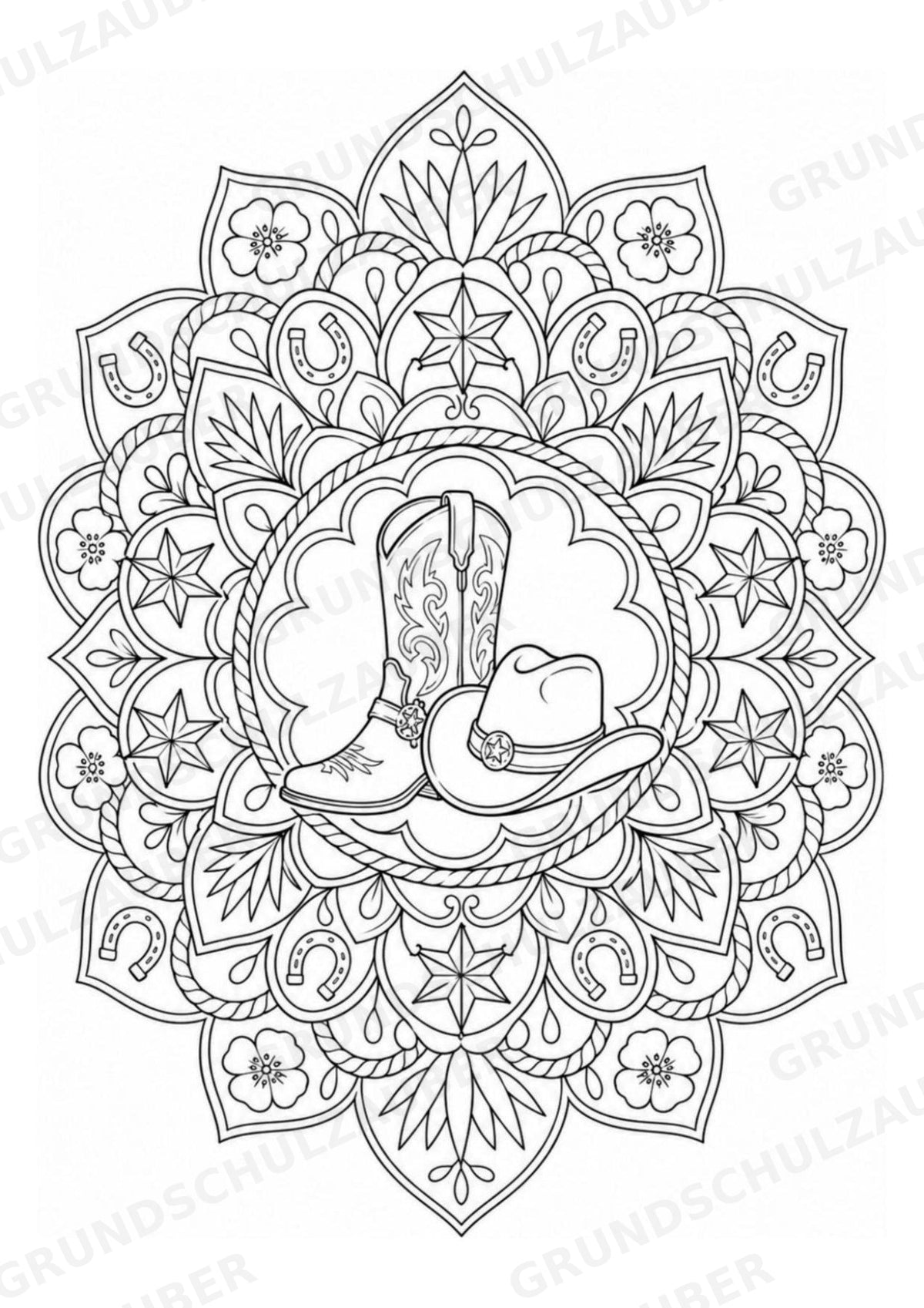 Wilder Westen Mandalas Ausmalbilder – Geschichte – 15 Malvorlagen – Materialseite 10
