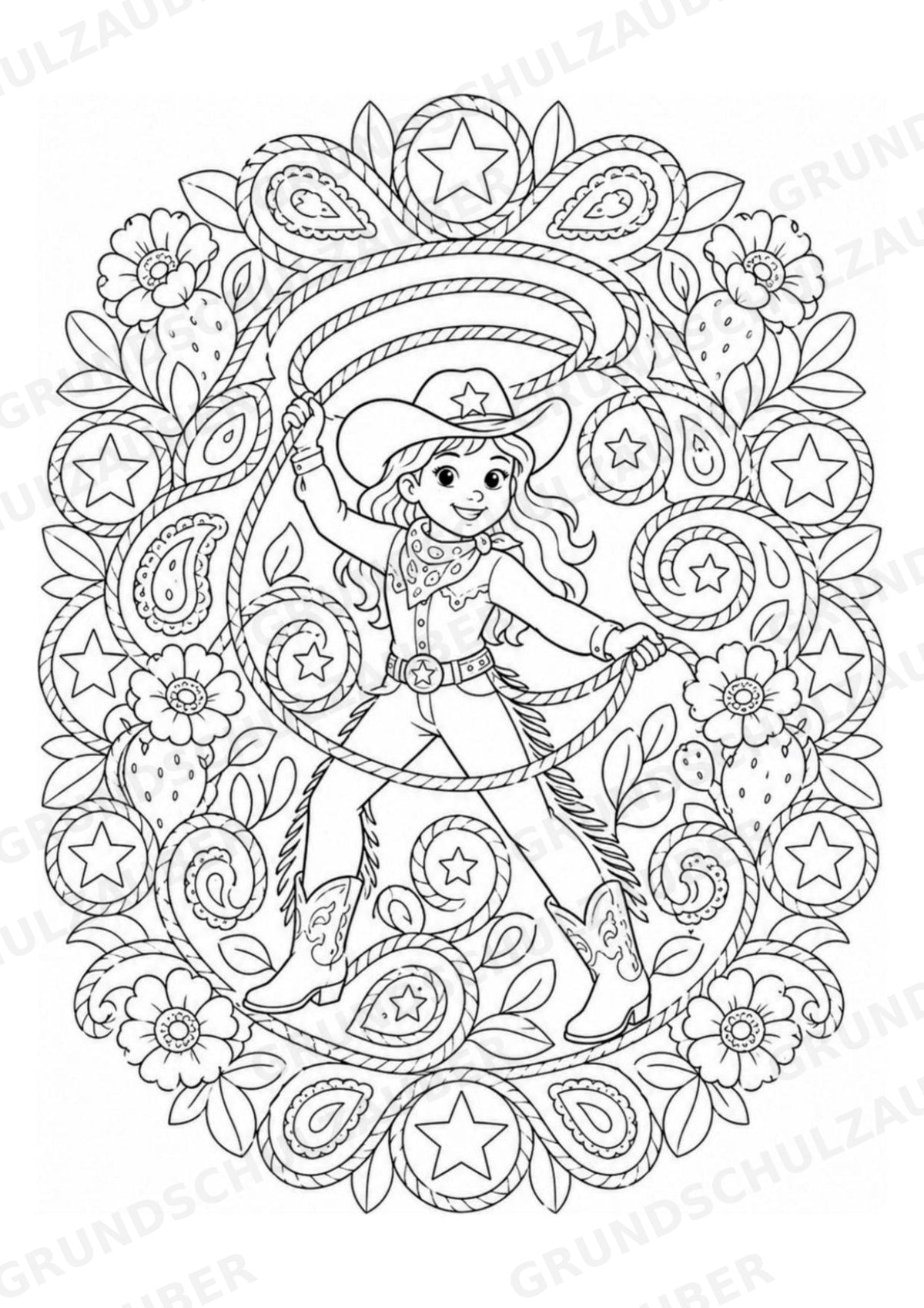 Wilder Westen Mandalas Ausmalbilder – Geschichte – 15 Malvorlagen – Materialseite 12