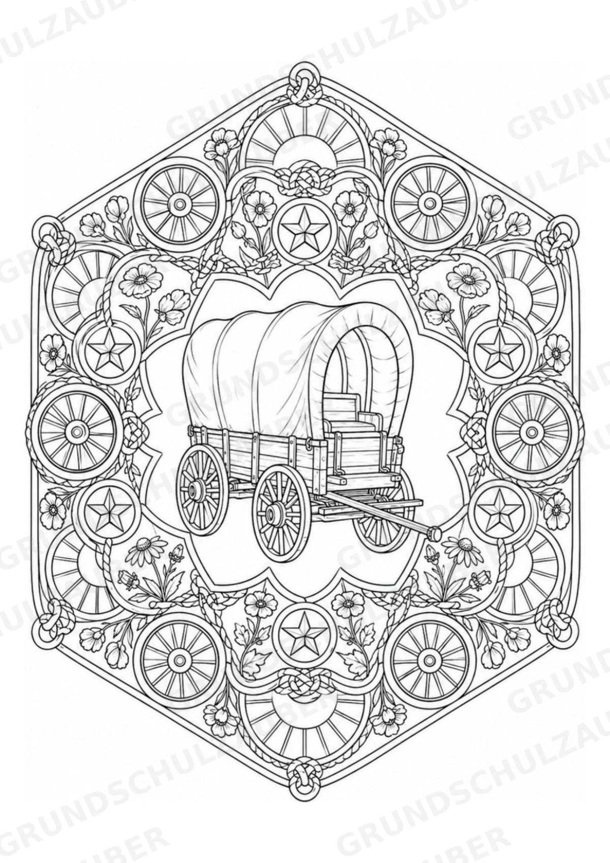 Wilder Westen Mandalas Ausmalbilder – Geschichte – 15 Malvorlagen – Materialseite 15