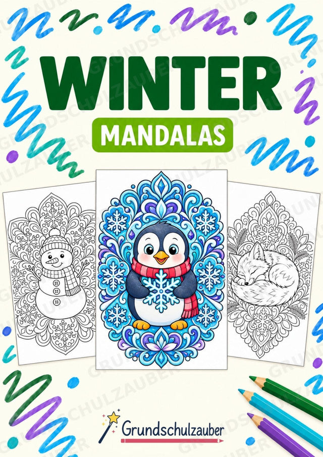 Winter Mandalas Ausmalbilder – Wetter und Jahreszeiten – 15 Malvorlagen – Cover