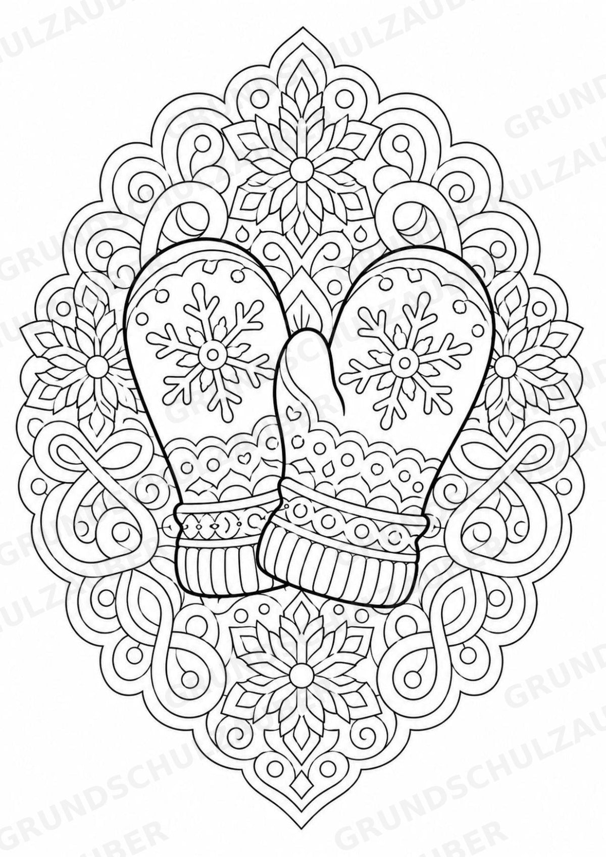Winter Mandalas Ausmalbilder – Wetter und Jahreszeiten – 15 Malvorlagen – Materialseite 7