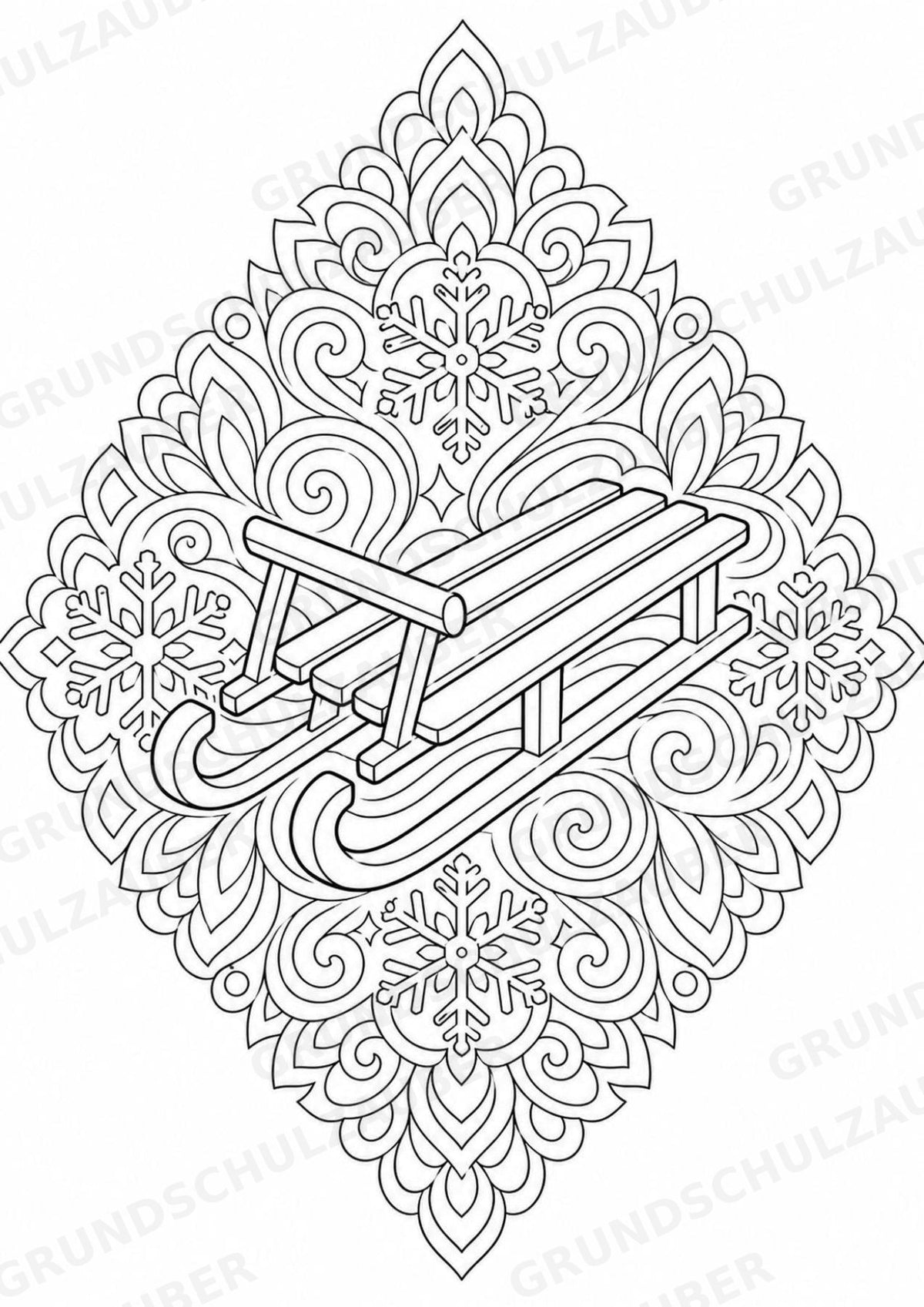 Winter Mandalas Ausmalbilder – Wetter und Jahreszeiten – 15 Malvorlagen – Materialseite 8