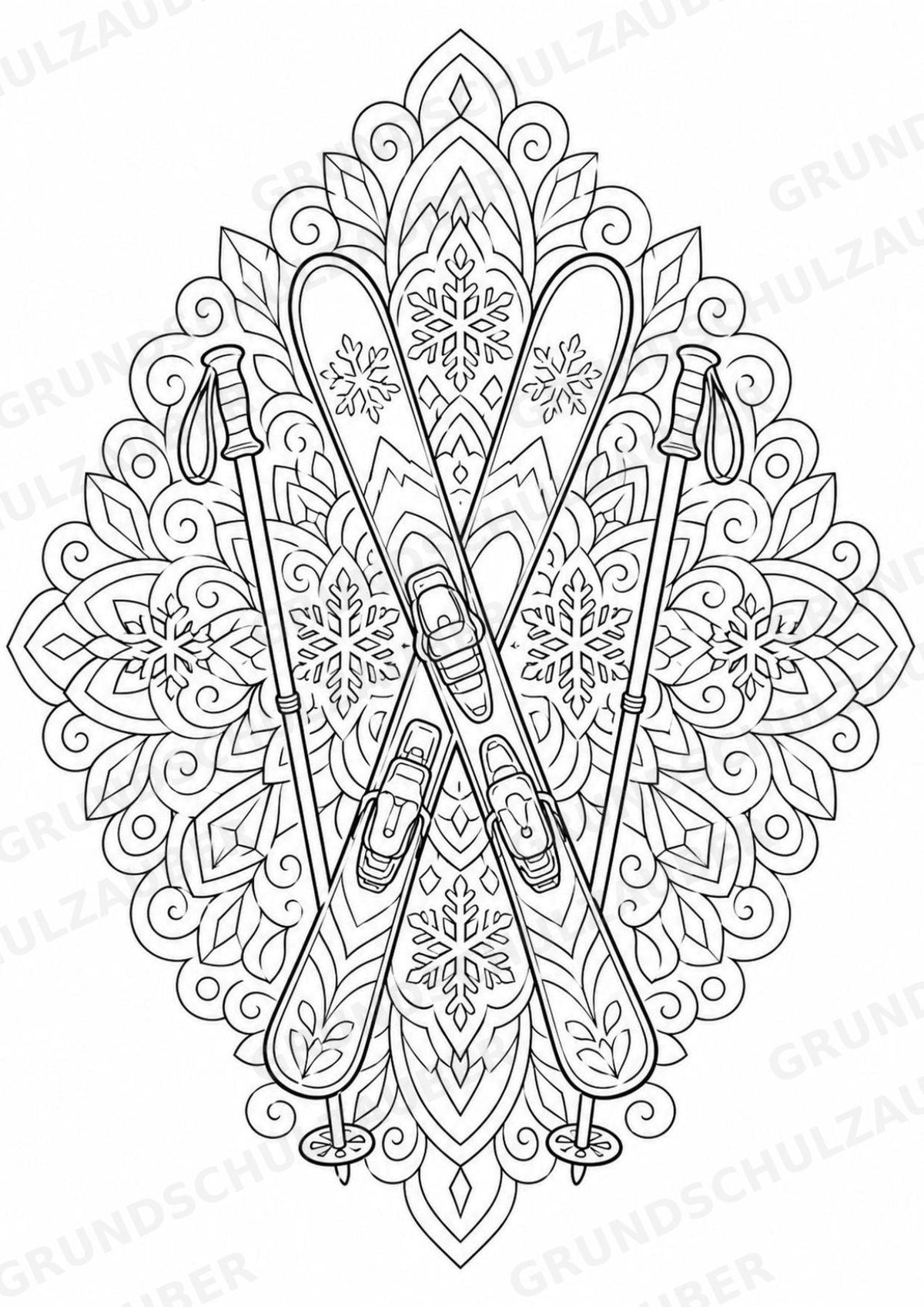 Winter Mandalas Ausmalbilder – Wetter und Jahreszeiten – 15 Malvorlagen – Materialseite 14