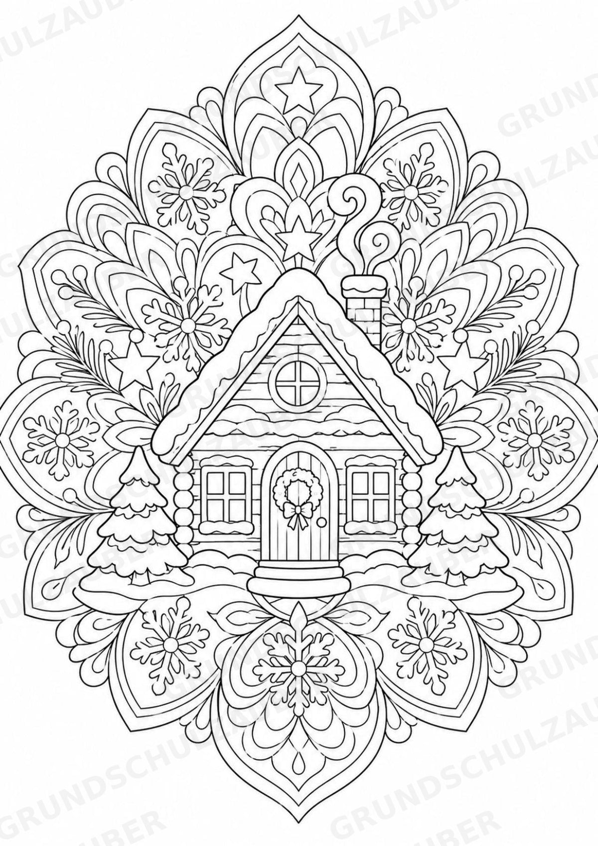 Winter Mandalas Ausmalbilder – Wetter und Jahreszeiten – 15 Malvorlagen – Materialseite 16