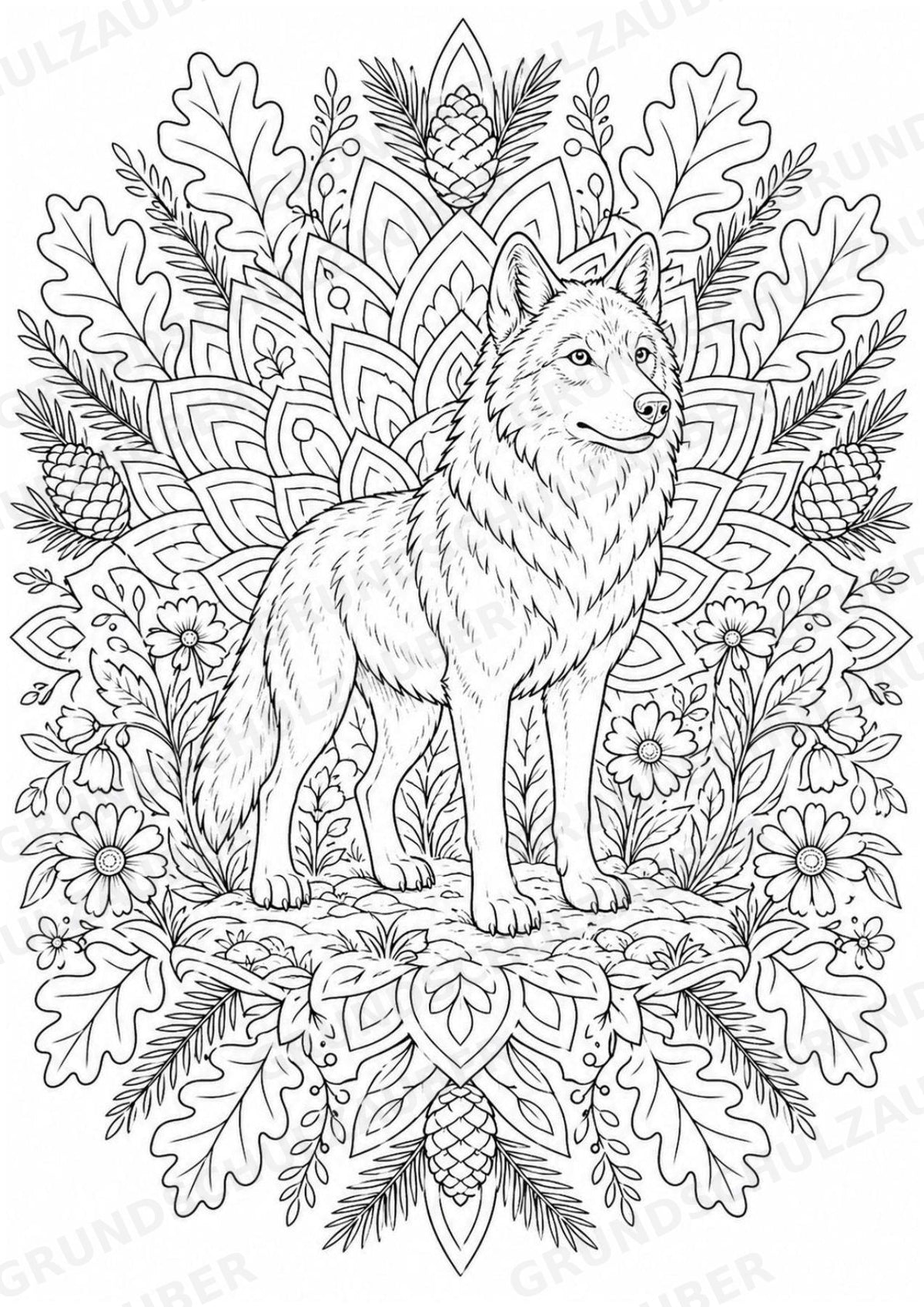 Wolf Mandalas Ausmalbilder – Tiere – 15 Malvorlagen – Materialseite 2