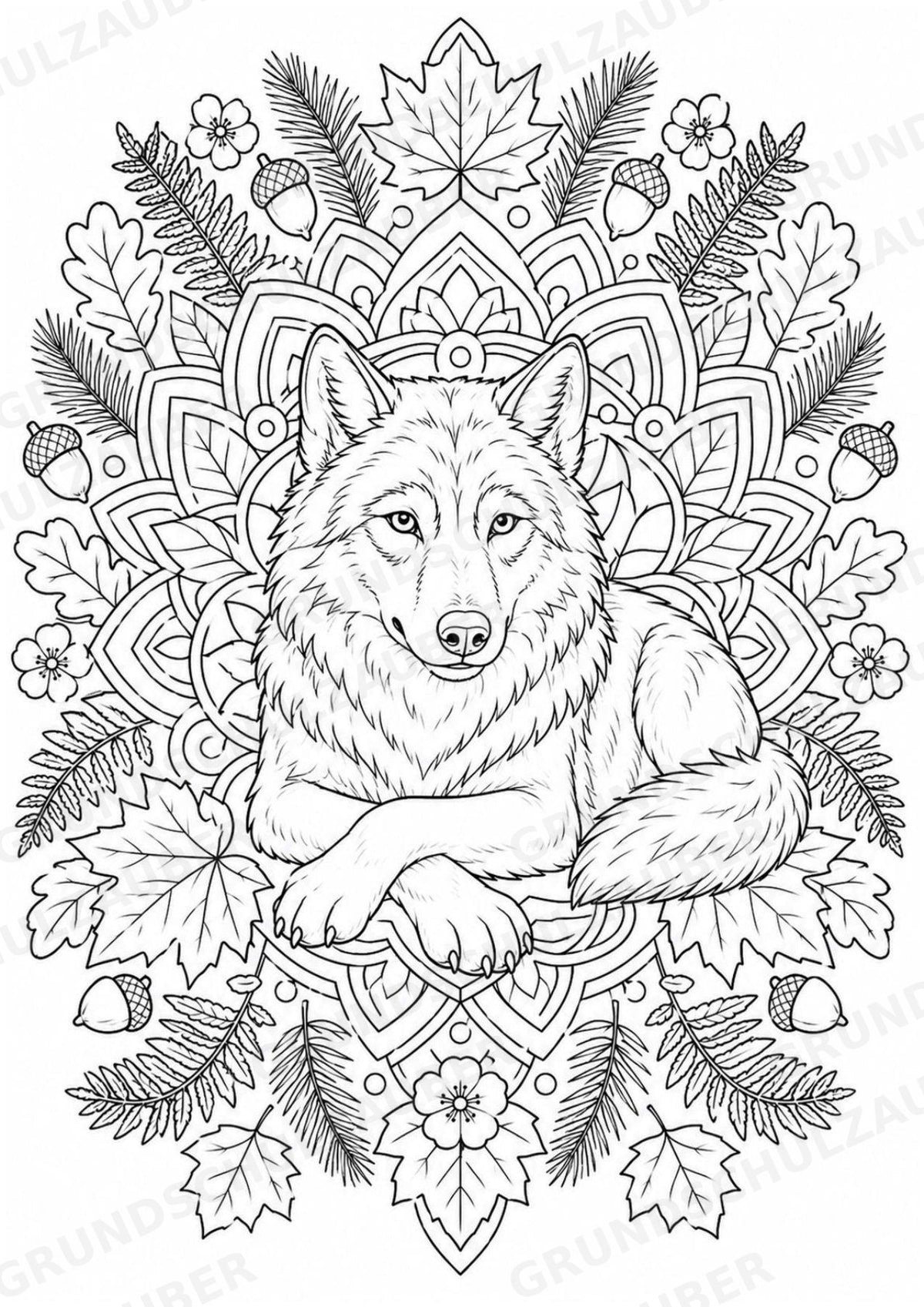 Wolf Mandalas Ausmalbilder – Tiere – 15 Malvorlagen – Materialseite 6