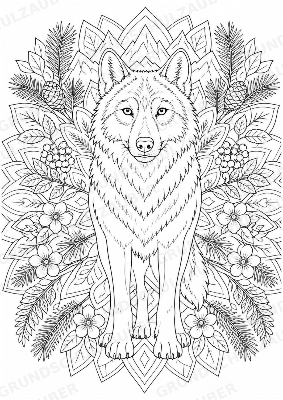 Wolf Mandalas Ausmalbilder – Tiere – 15 Malvorlagen – Materialseite 7