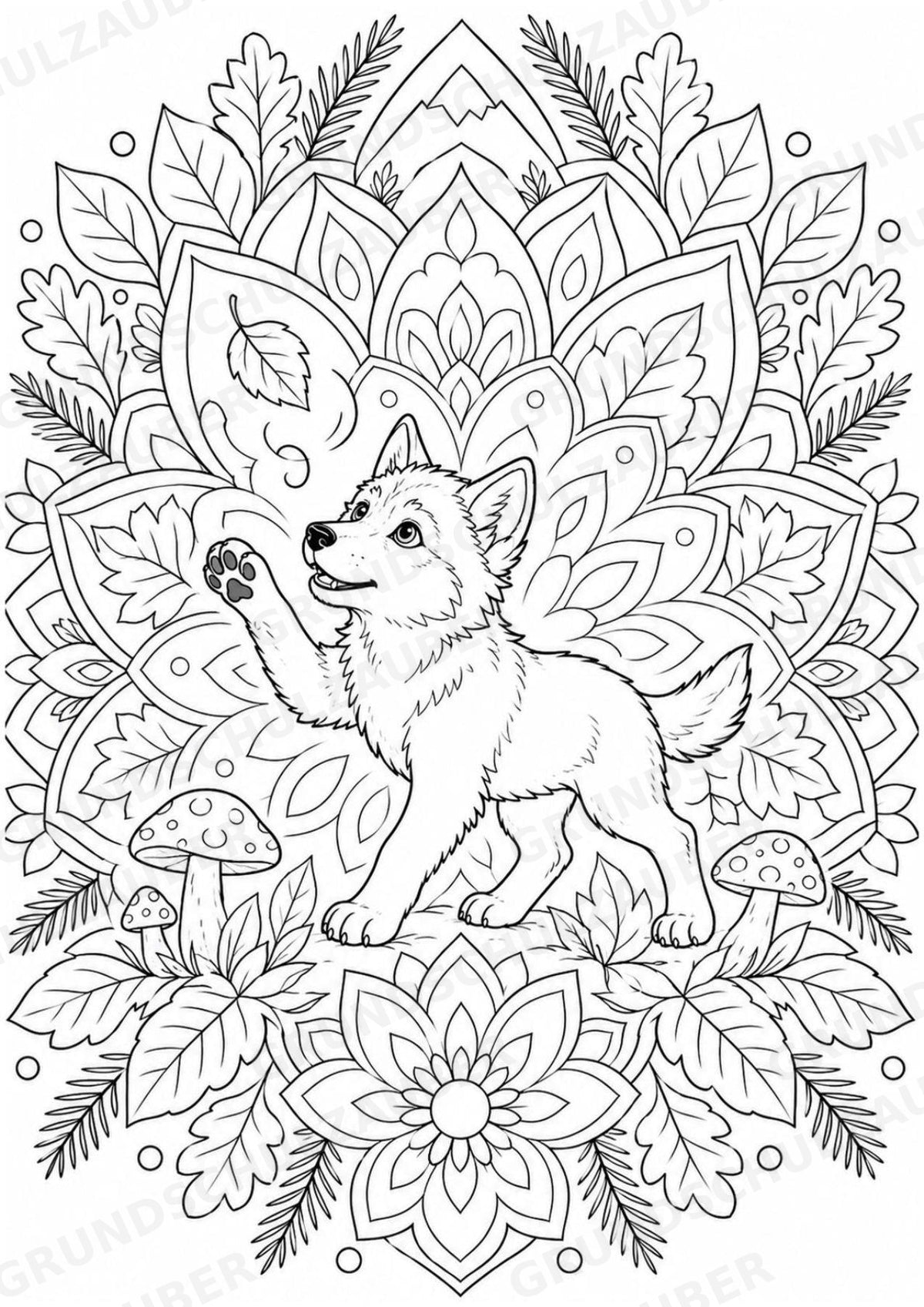 Wolf Mandalas Ausmalbilder – Tiere – 15 Malvorlagen – Materialseite 9