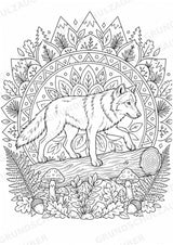 Wolf Mandalas Ausmalbilder – Tiere – 15 Malvorlagen – Materialseite 16