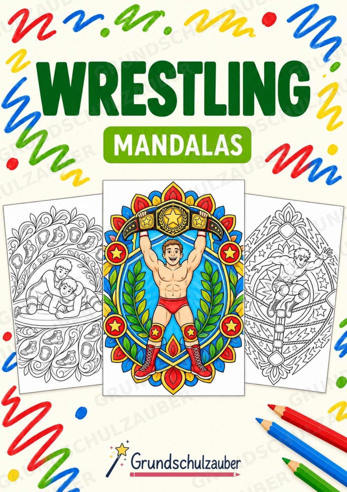 Wrestling Mandalas Ausmalbilder – Sport – 15 Malvorlagen – Cover