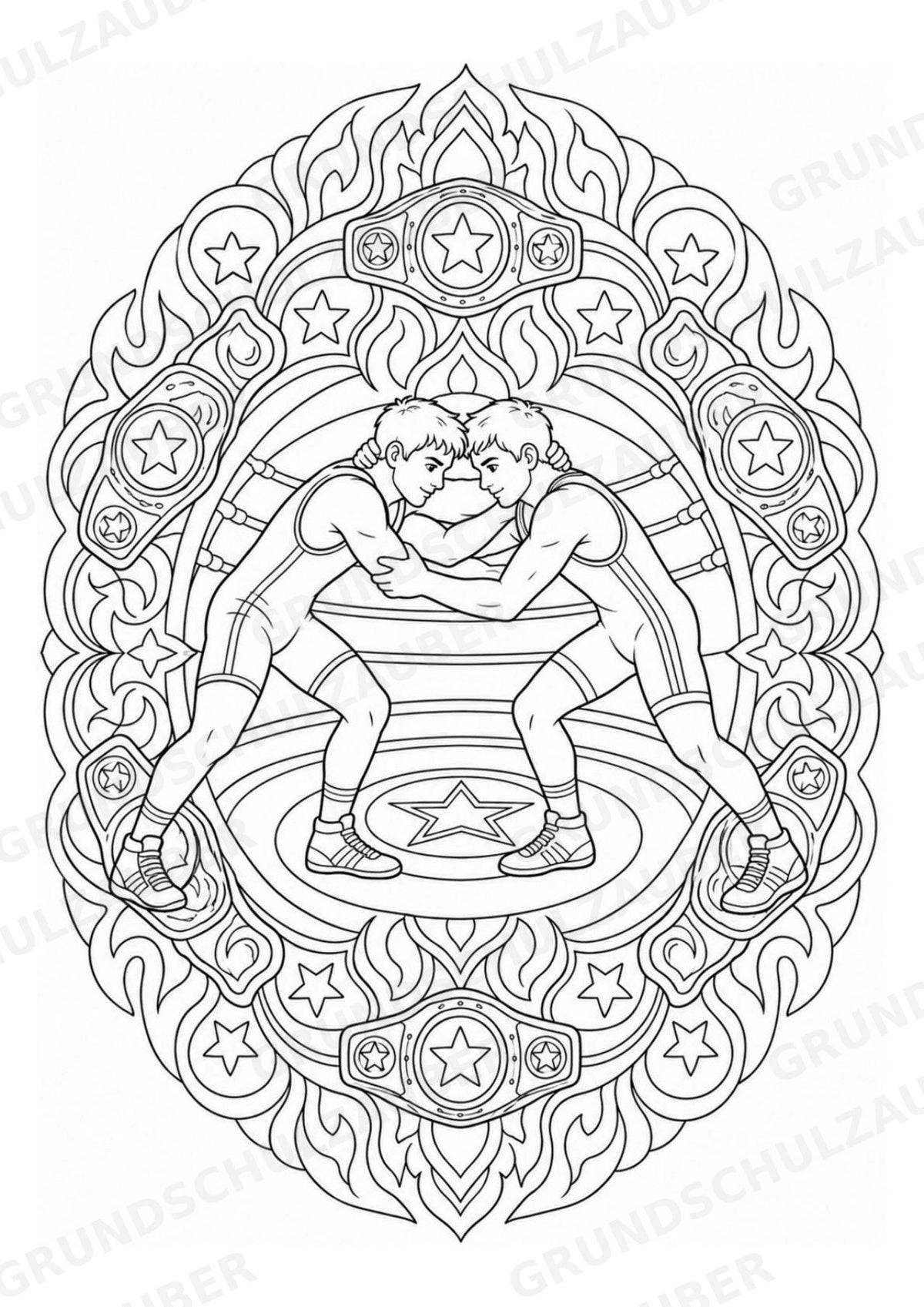 Wrestling Mandalas Ausmalbilder – Sport – 15 Malvorlagen – Materialseite 2