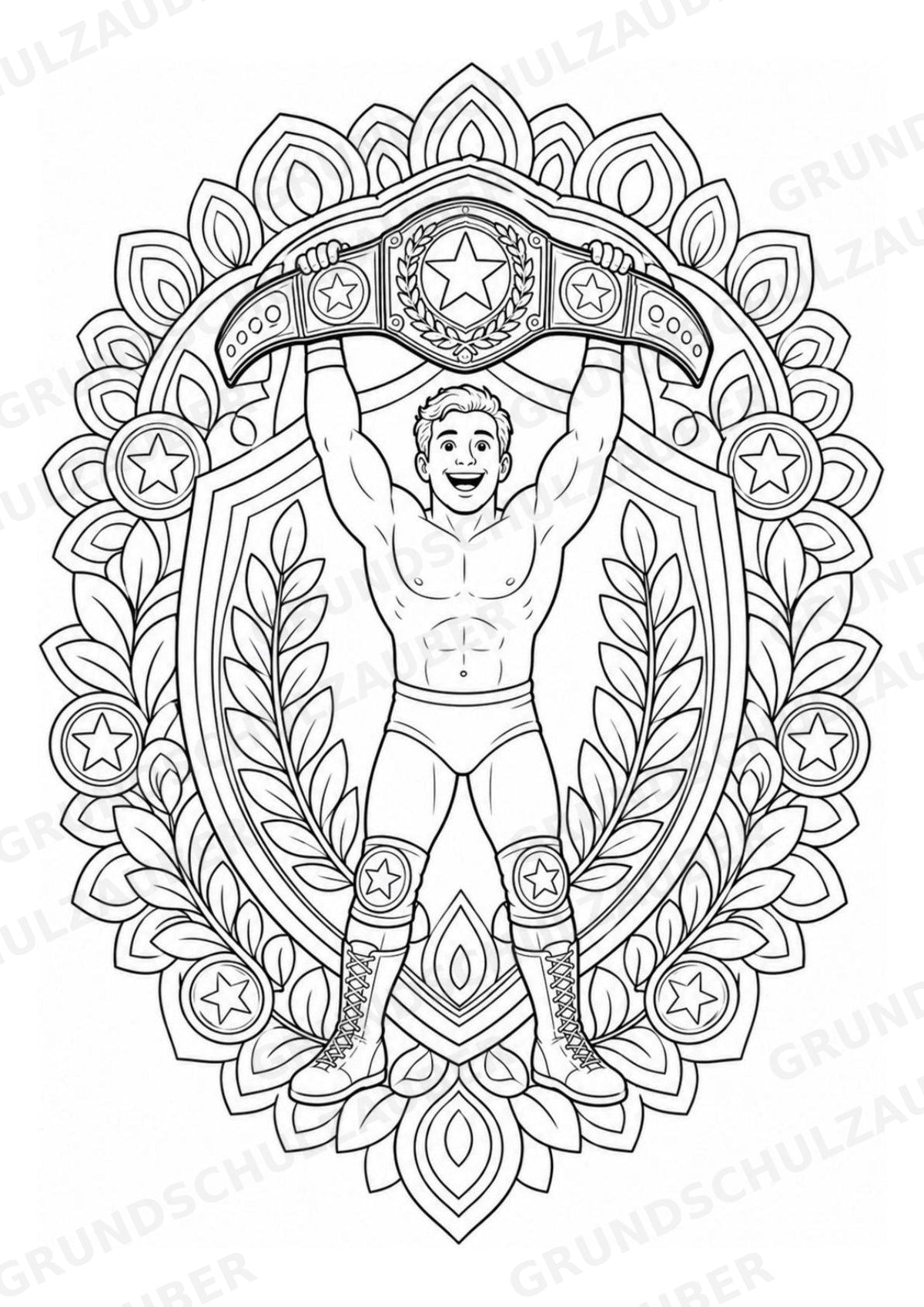 Wrestling Mandalas Ausmalbilder – Sport – 15 Malvorlagen – Materialseite 3