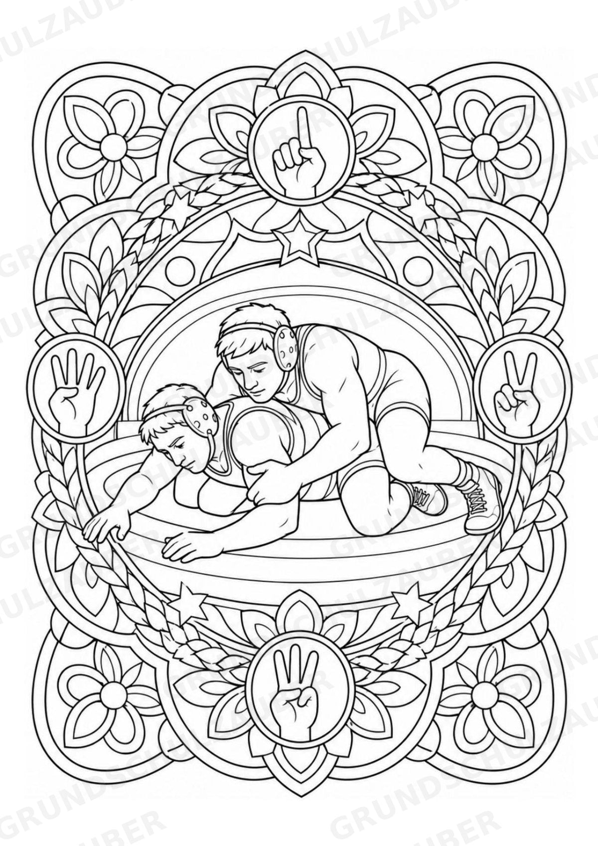 Wrestling Mandalas Ausmalbilder – Sport – 15 Malvorlagen – Materialseite 7