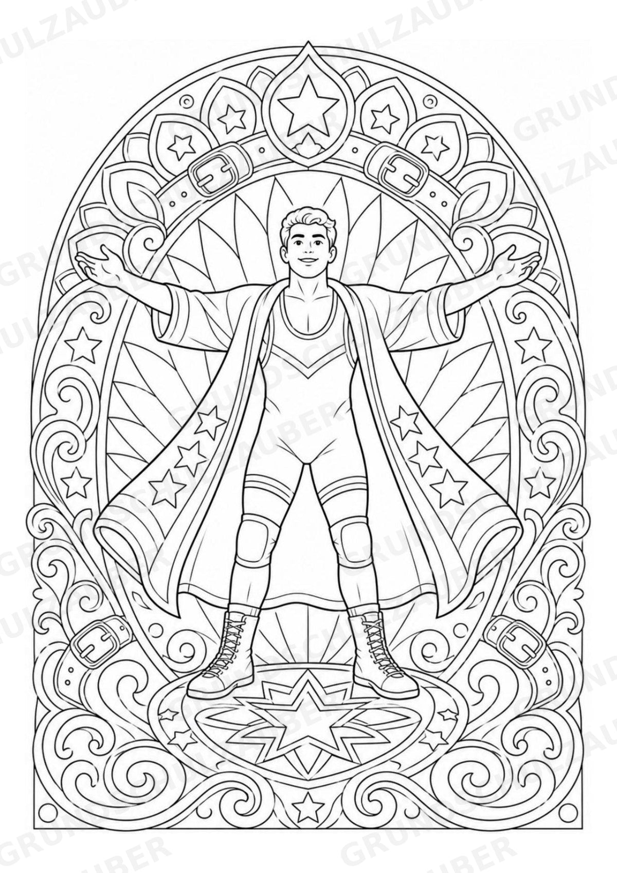 Wrestling Mandalas Ausmalbilder – Sport – 15 Malvorlagen – Materialseite 8