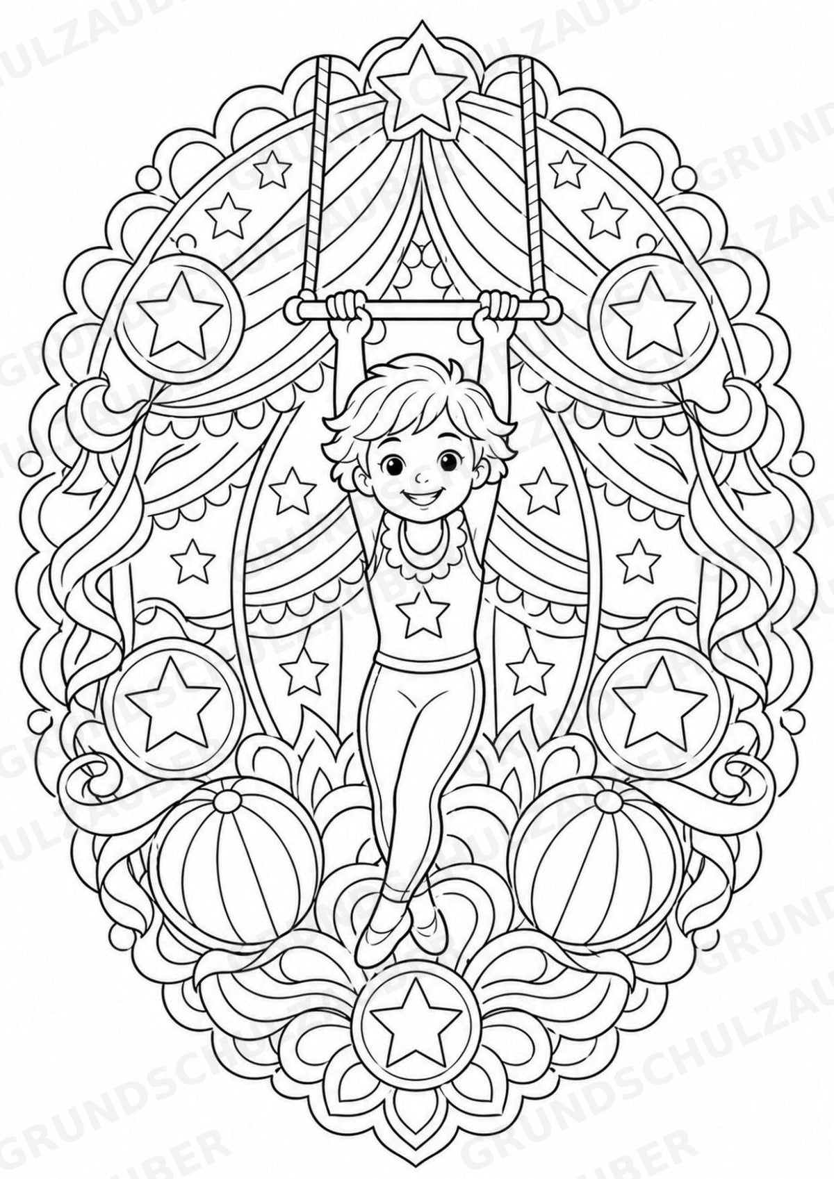 Zirkus Mandalas Ausmalbilder – Feste und Feiertage – 15 Malvorlagen – Materialseite 6