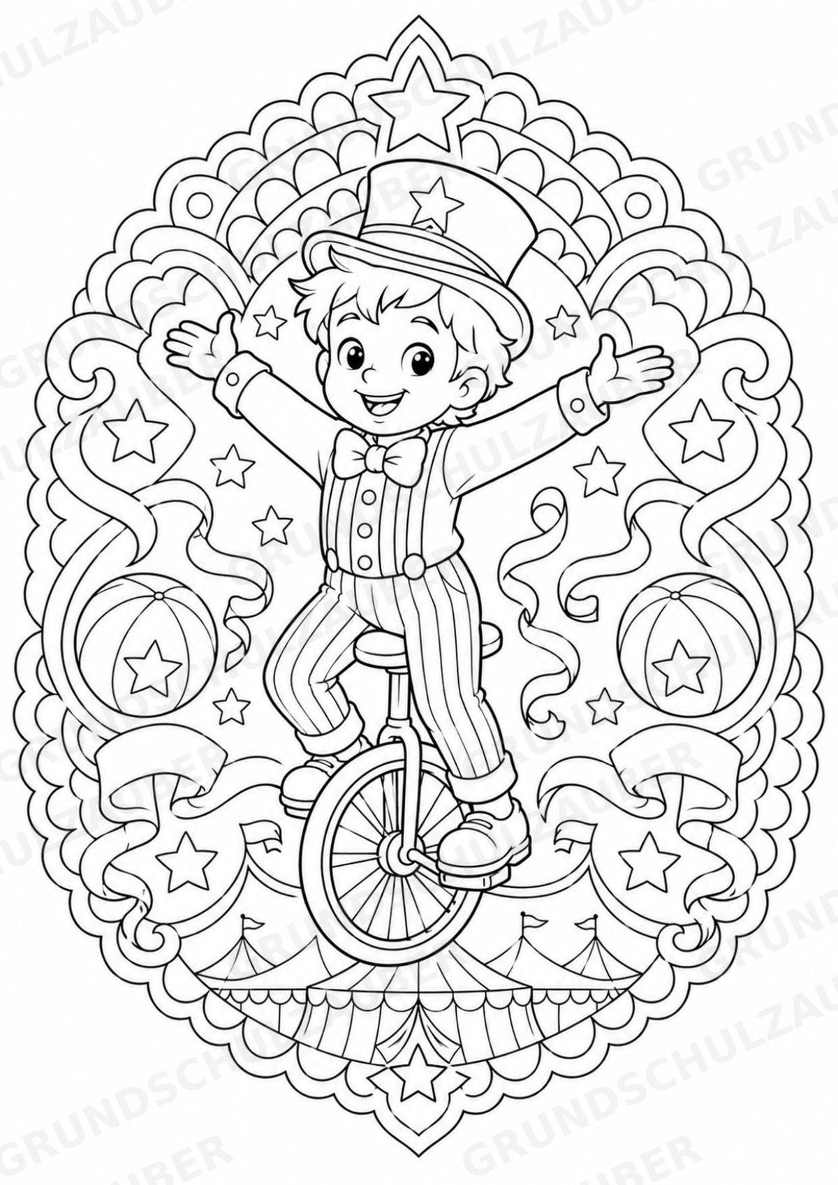 Zirkus Mandalas Ausmalbilder – Feste und Feiertage – 15 Malvorlagen – Materialseite 7