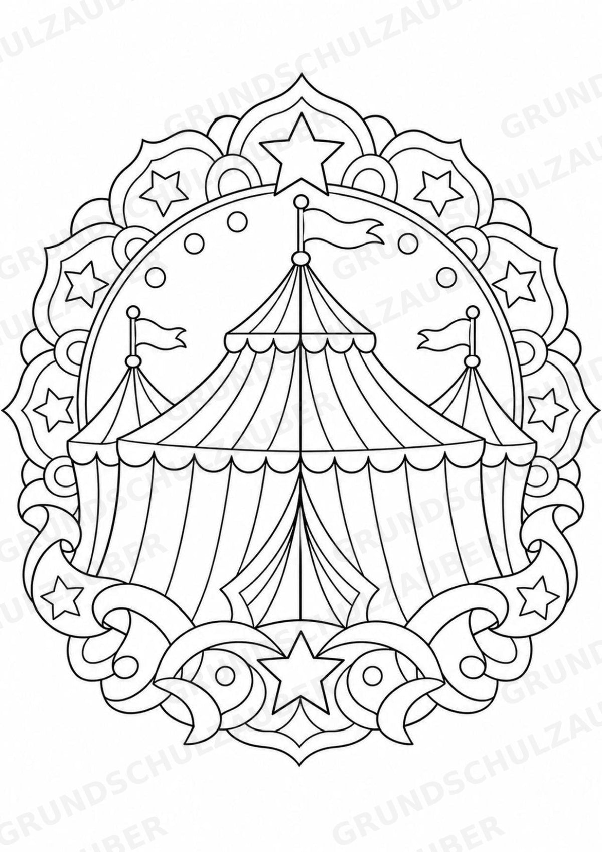 Zirkus Mandalas Ausmalbilder – Feste und Feiertage – 15 Malvorlagen – Materialseite 13