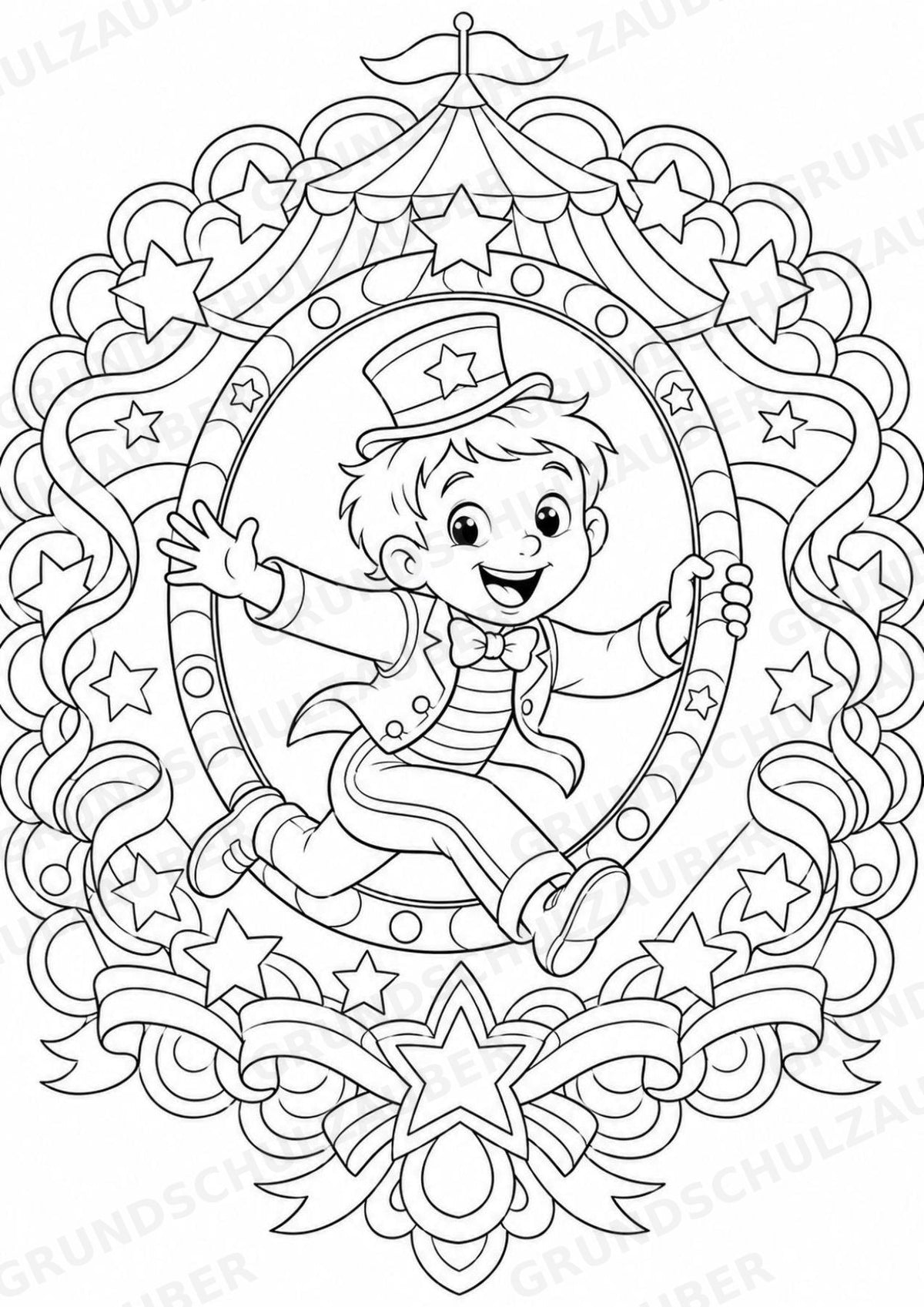 Zirkus Mandalas Ausmalbilder – Feste und Feiertage – 15 Malvorlagen – Materialseite 15