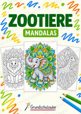 Zootiere Mandalas Ausmalbilder – Tiere – 15 Malvorlagen – Cover