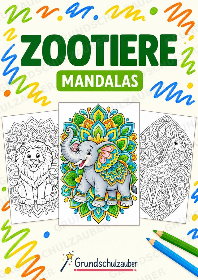 Zootiere Mandalas Ausmalbilder – Tiere – 15 Malvorlagen – Cover