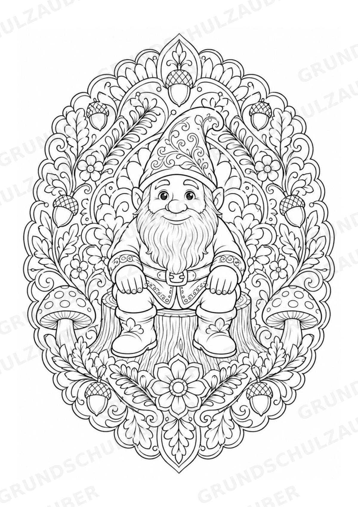Zwerge Mandalas Ausmalbilder – Märchen – 15 Malvorlagen – Materialseite 3