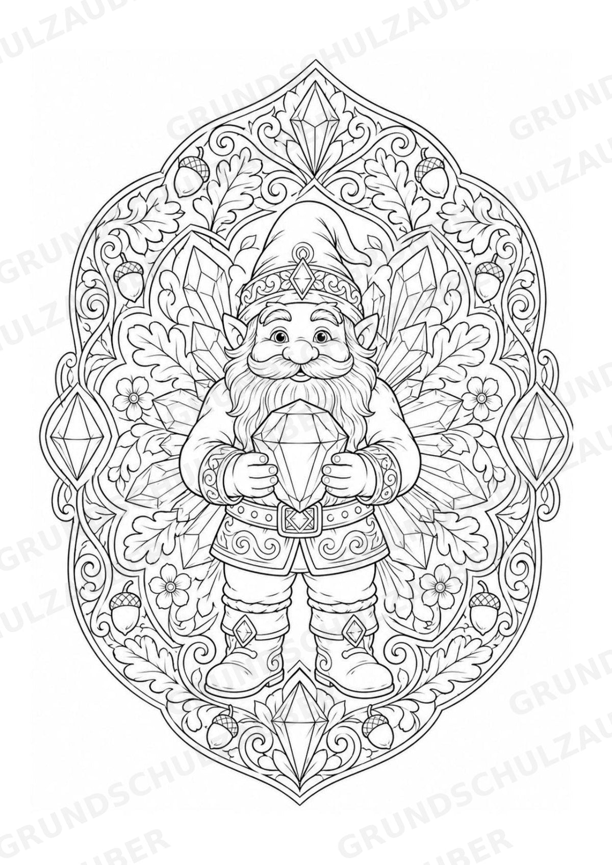 Zwerge Mandalas Ausmalbilder – Märchen – 15 Malvorlagen – Materialseite 7