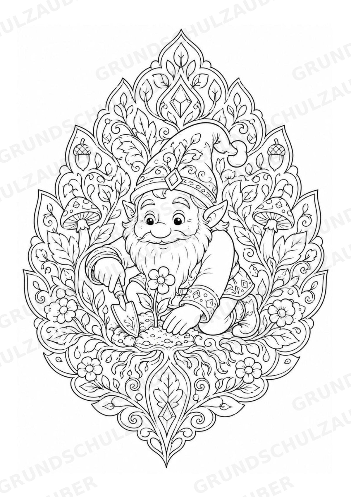 Zwerge Mandalas Ausmalbilder – Märchen – 15 Malvorlagen – Materialseite 8