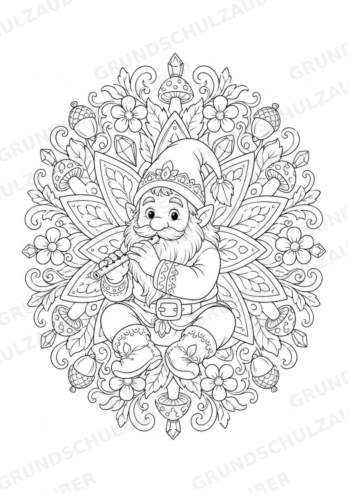 Zwerge Mandalas Ausmalbilder – Märchen – 15 Malvorlagen – Materialseite 9
