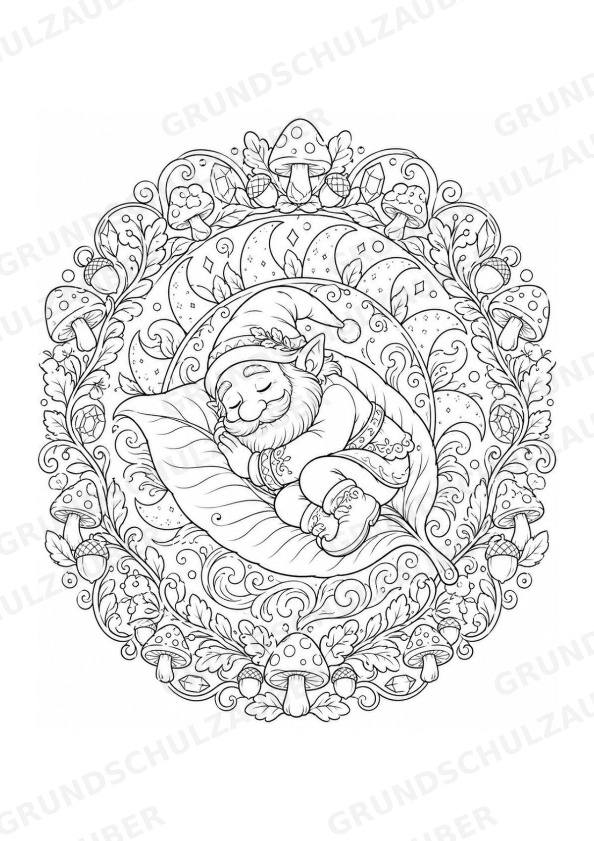 Zwerge Mandalas Ausmalbilder – Märchen – 15 Malvorlagen – Materialseite 10