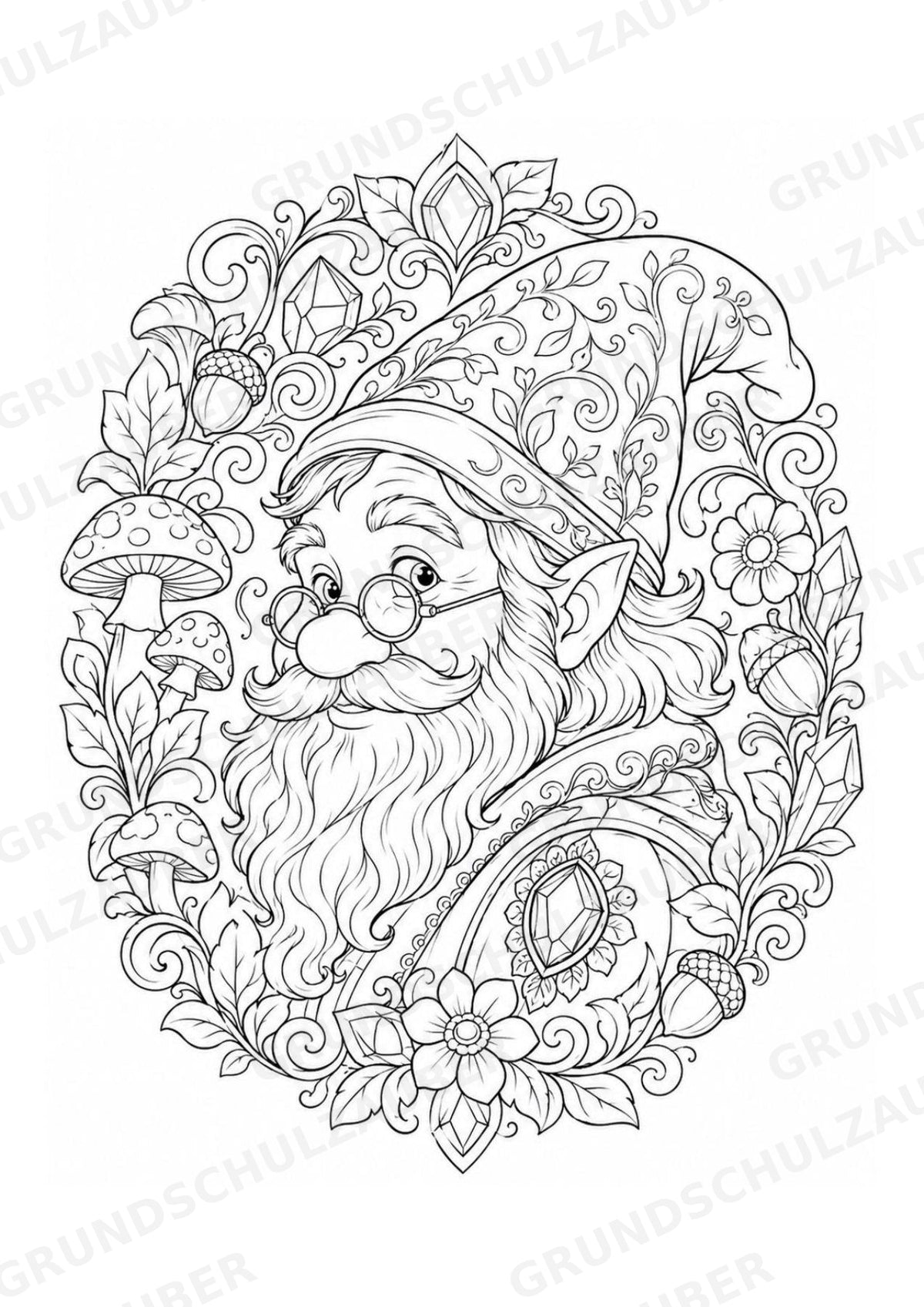 Zwerge Mandalas Ausmalbilder – Märchen – 15 Malvorlagen – Materialseite 11