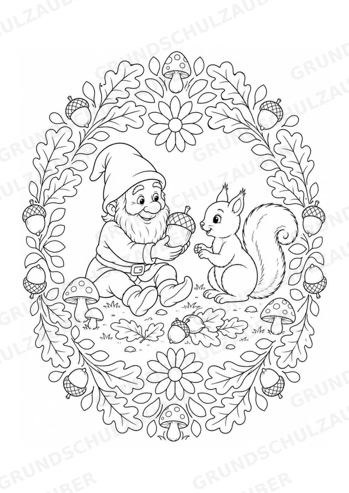 Zwerge Mandalas Ausmalbilder – Märchen – 15 Malvorlagen – Materialseite 14