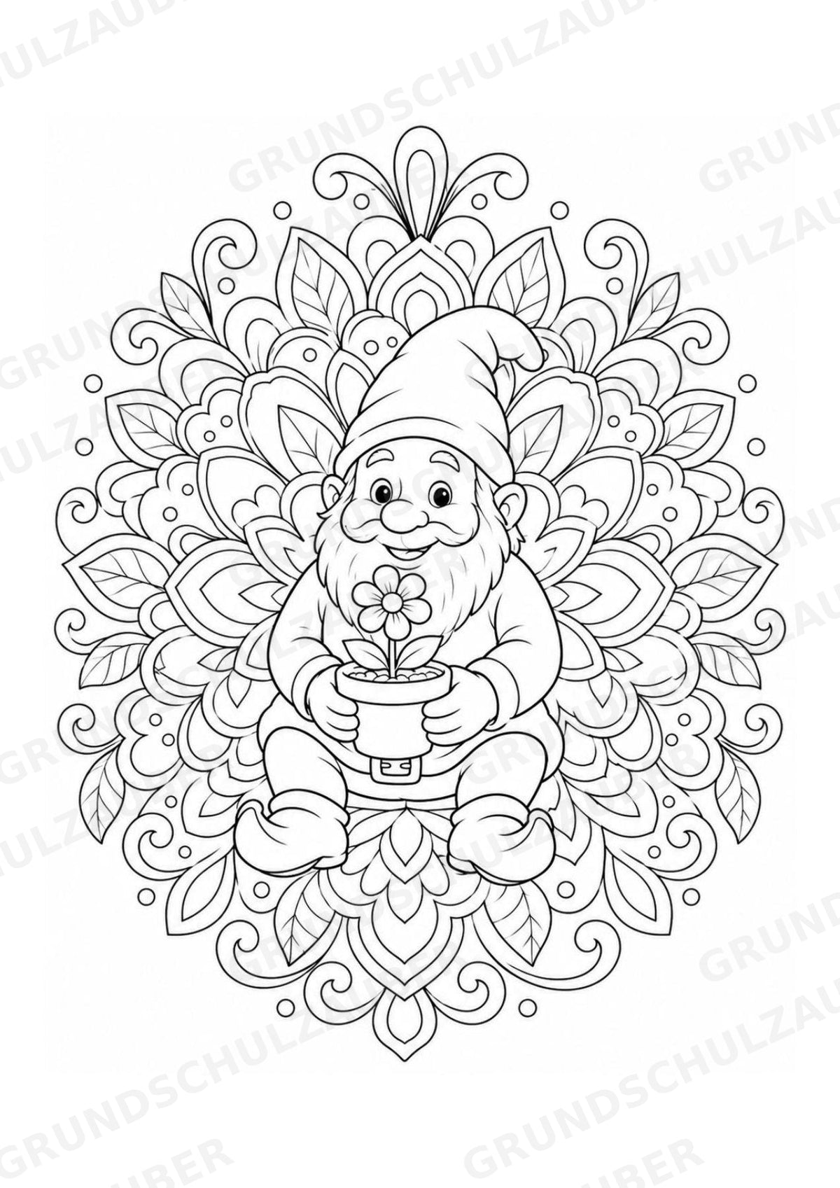 Zwerge Mandalas Ausmalbilder – Märchen – 15 Malvorlagen – Materialseite 15